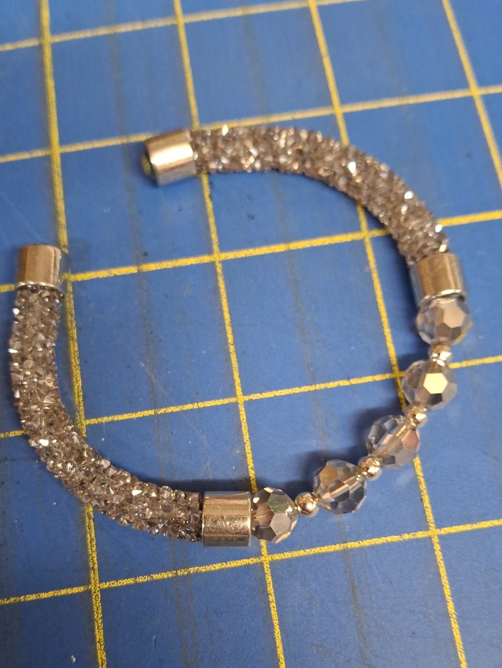 Crystal Spiral Cuff Bracelet 2.75" New Beads & Clear